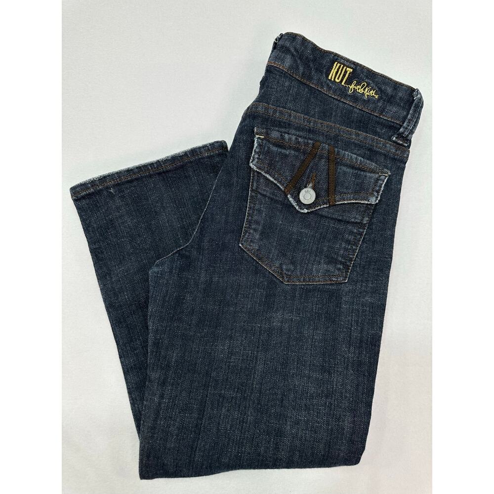 KUT From The Kloth Y2K Dark Wash Cropped Flap Pocket Jeans Size 2 - Picture 13 of 13